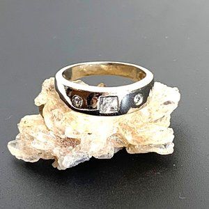 Sterling Silver 925 Cubic Zirconia Band w/ Rhodium 5.5 - 2.9mm Tapered Size 7.75